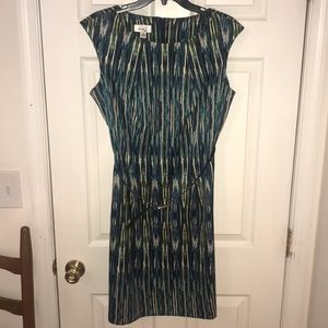 Print blue green dress